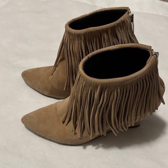 Fringe Suede Ankle Boots - Tan - Picture 4 of 6